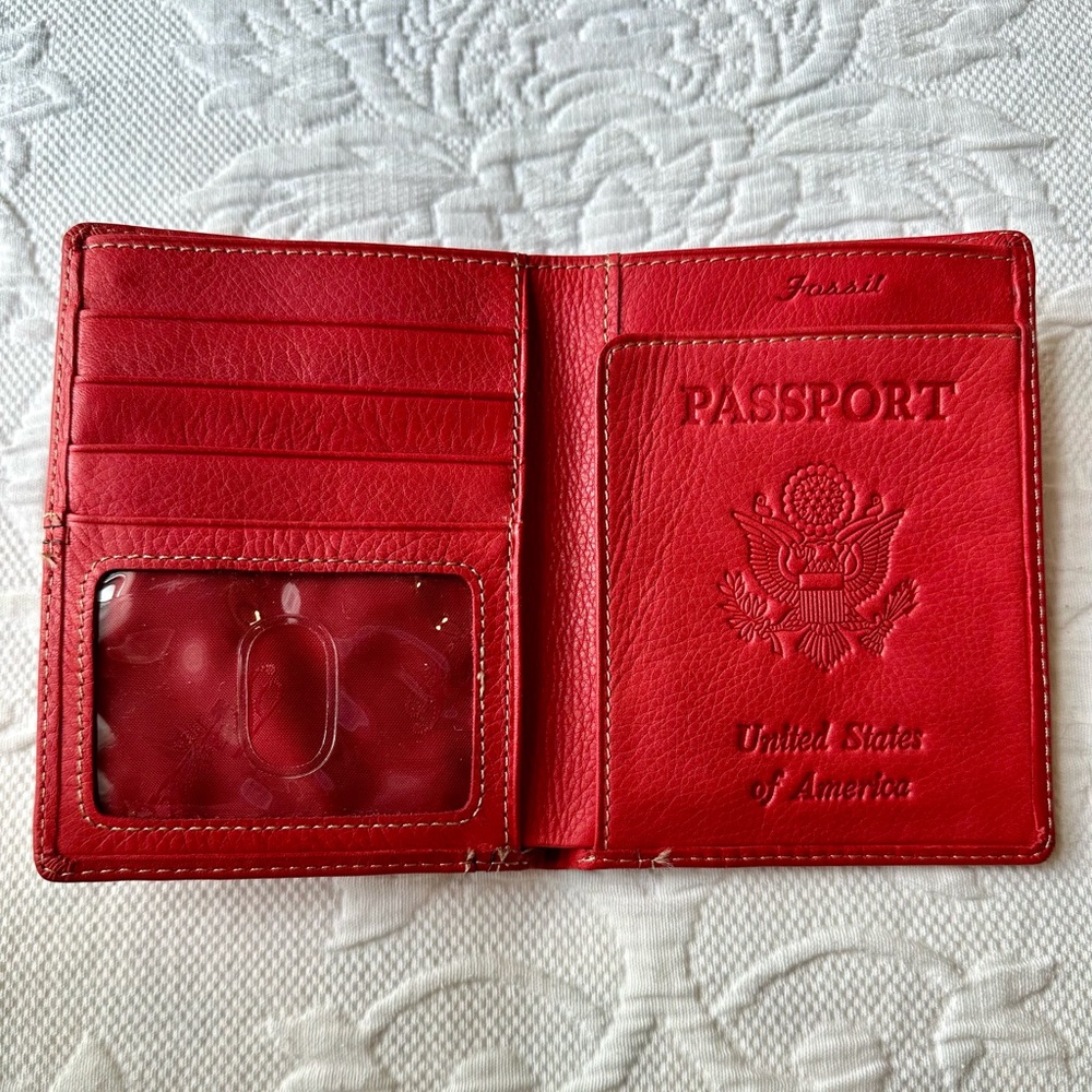 Fossil Red Leather Passport Holder